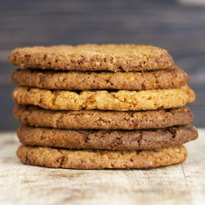Delicious oatmeal cookies piled on top of each other
